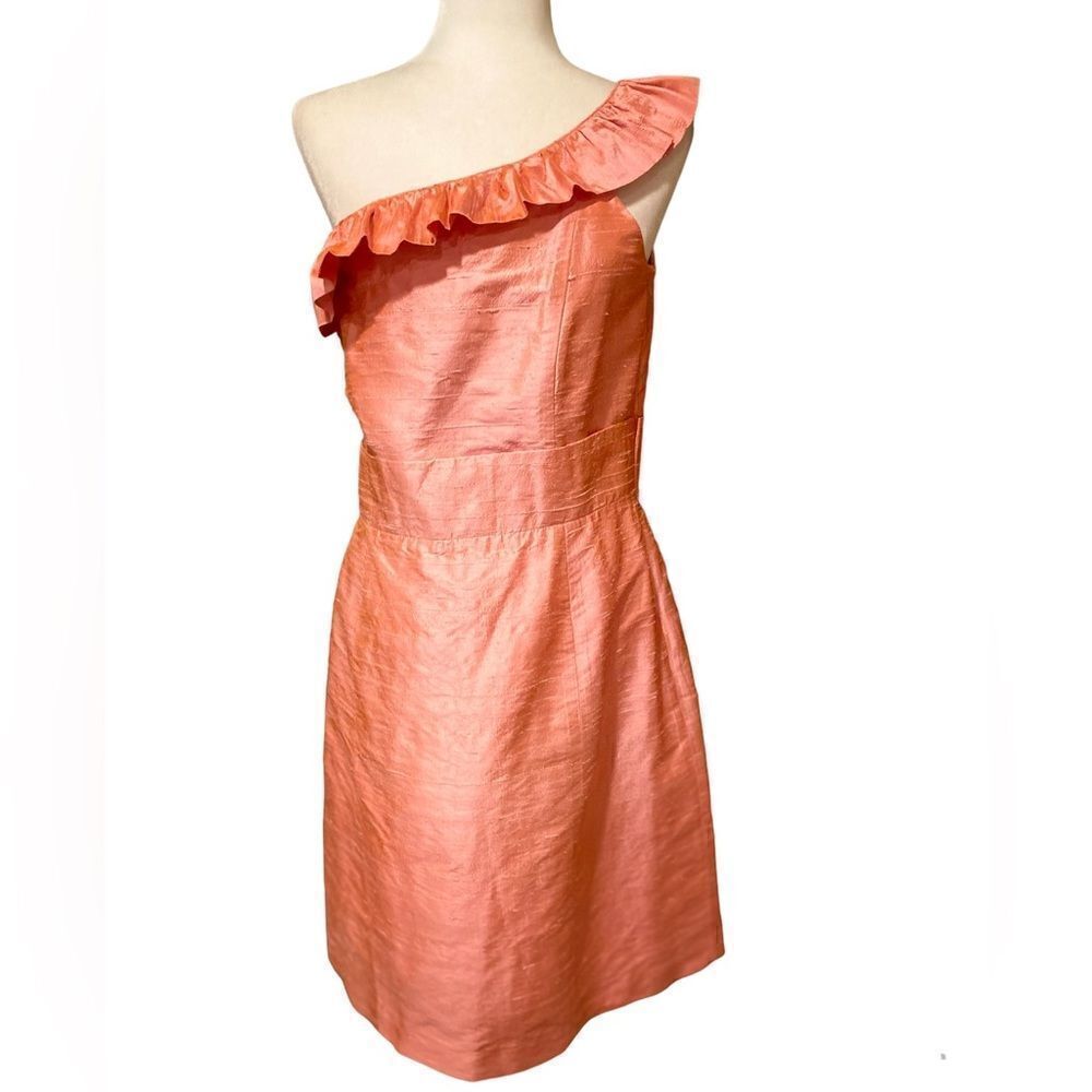 Lulakate Silk Dress Size 12 Pink One Shoulder